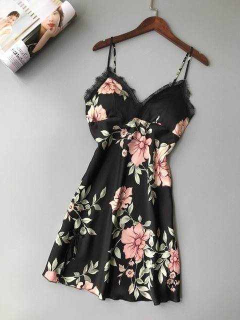 Buycenter Women's Silk Satin Lace Sleepwear - Sexy Night Dress - Buy Center