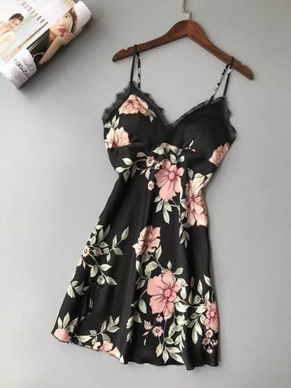 Buycenter Women's Silk Satin Lace Sleepwear - Sexy Night Dress - Buy Center
