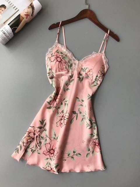 Buycenter Women's Silk Satin Lace Sleepwear - Sexy Night Dress - Buy Center