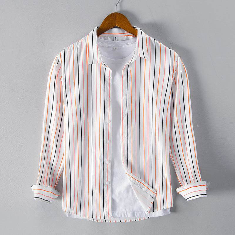 Buycenter Casual Color Striped Shirt - Long Sleeve, Square Collar, M-3XL - Buy Center