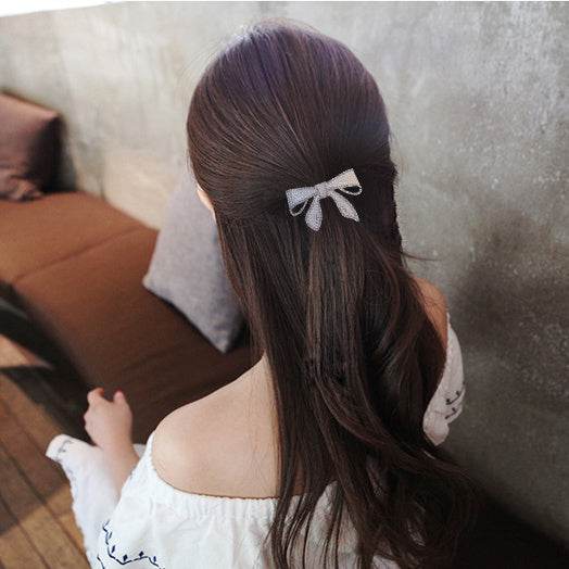 Elegant Japanese Korean Pearl Bow Hairpin - Trendy Human Hair Accessory - Buy Center