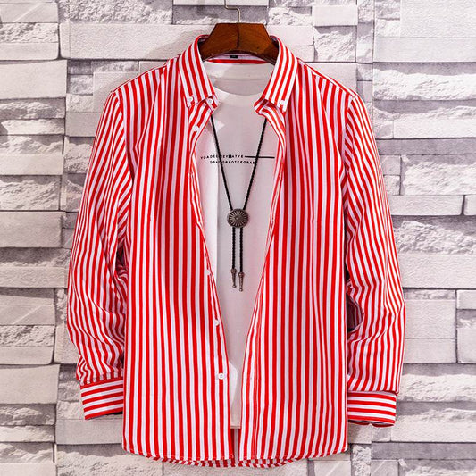 Men's Casual Printed Long-Sleeved Shirt - Soft Peach Skin Fabric - Buy Center