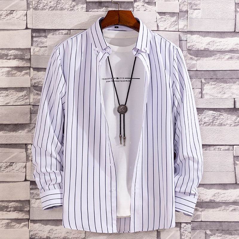 Men's Casual Printed Long-Sleeved Shirt - Soft Peach Skin Fabric - Buy Center