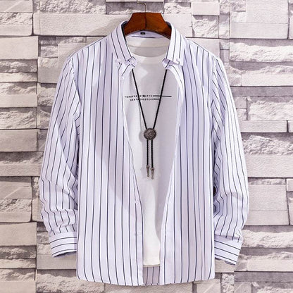 Men's Casual Printed Long-Sleeved Shirt - Soft Peach Skin Fabric - Buy Center