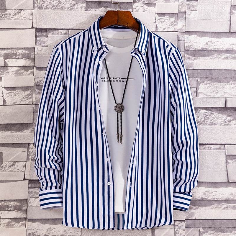 Men's Casual Printed Long-Sleeved Shirt - Soft Peach Skin Fabric - Buy Center