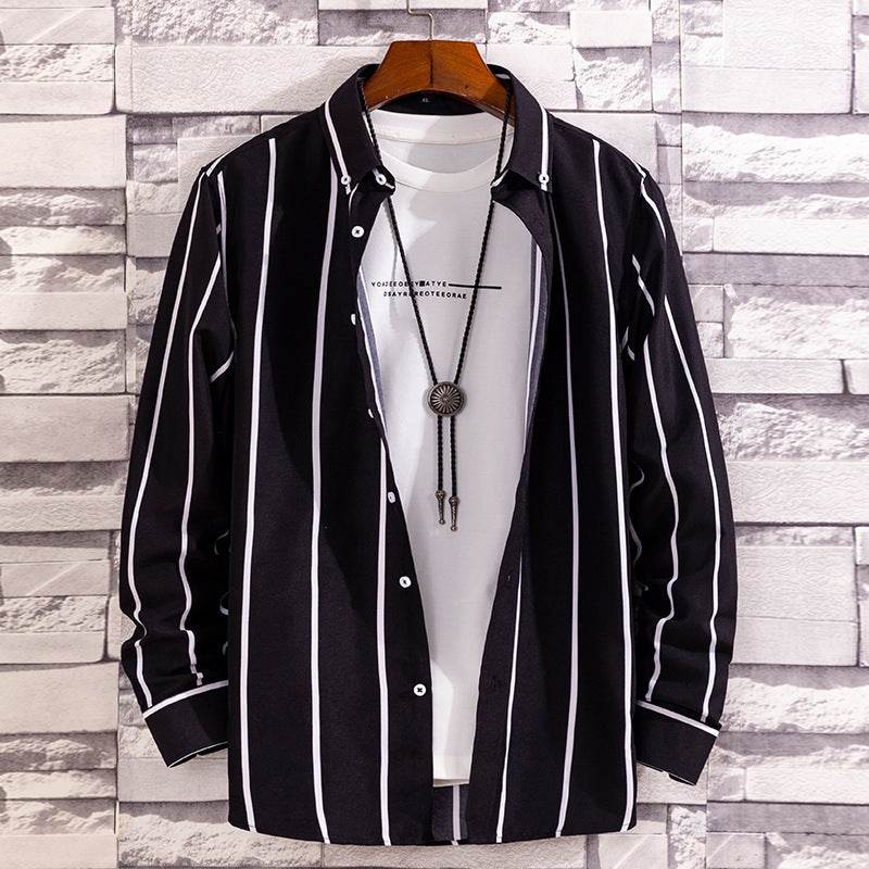 Men's Casual Printed Long-Sleeved Shirt - Soft Peach Skin Fabric - Buy Center