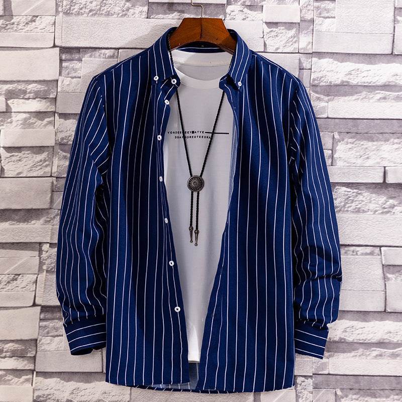 Men's Casual Printed Long-Sleeved Shirt - Soft Peach Skin Fabric - Buy Center