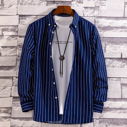 Men's Casual Printed Long-Sleeved Shirt - Soft Peach Skin Fabric - Buy Center