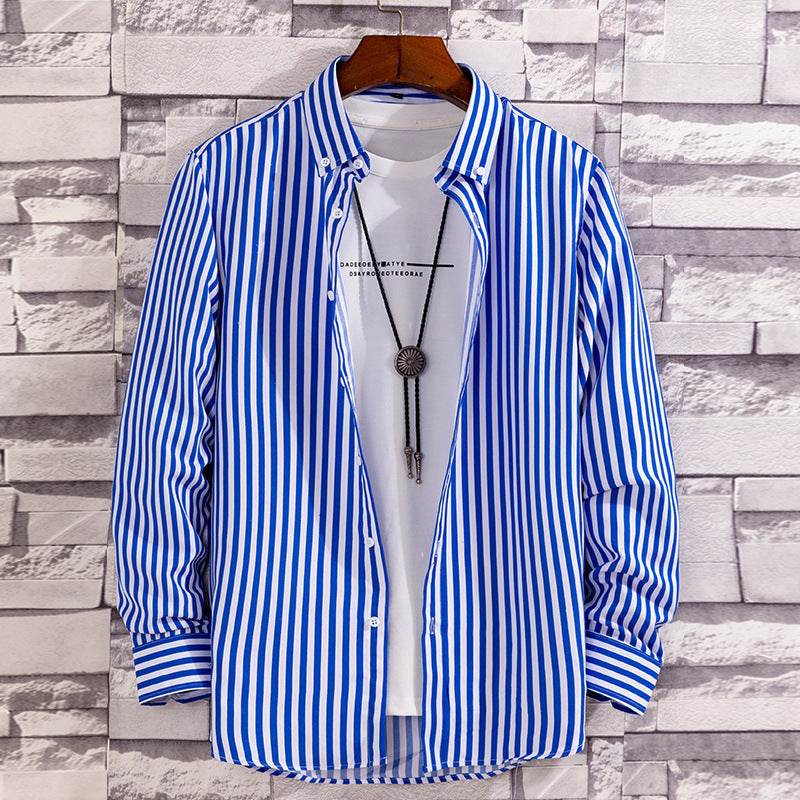 Men's Casual Printed Long-Sleeved Shirt - Soft Peach Skin Fabric - Buy Center