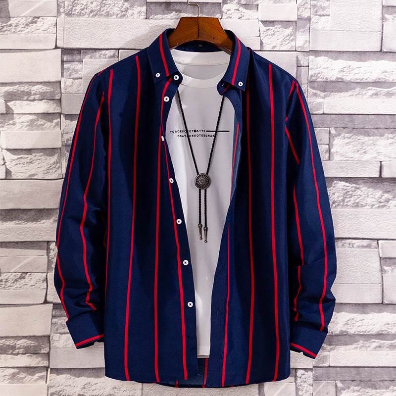Men's Casual Printed Long-Sleeved Shirt - Soft Peach Skin Fabric - Buy Center
