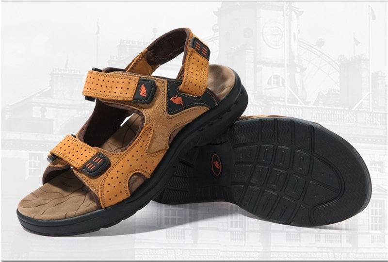 Buycenter Men's Leather Sandals - Breathable Casual Outdoor Shoes - Buy Center