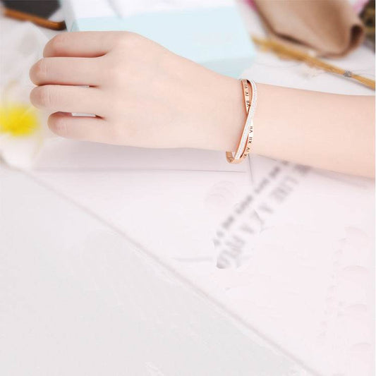 Women's Roman Word Diamond Bracelet - Elegant Titanium Steel Jewelry - Buy Center