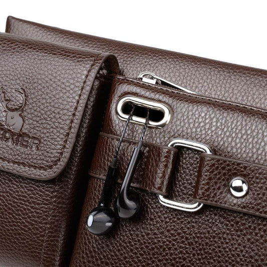 Men's Multifunctional Sports Waist Bag - Trendy Waterproof PU Leather - Buy Center