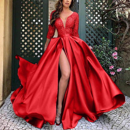 Buycnter Sexy Long Dress - V-Neck, Hot Stamping, Available in Multiple Colors - Buy Center