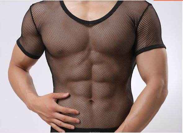 Men's Lightweight Mesh Tee - Slim Fit Round Neck, Stylish Design