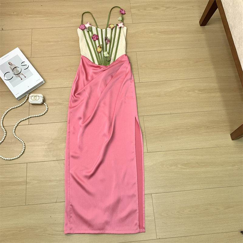 Buycenter Retro Floral Fishbone Bra Dress - Sleeveless Long Jumpsuit - Buy Center
