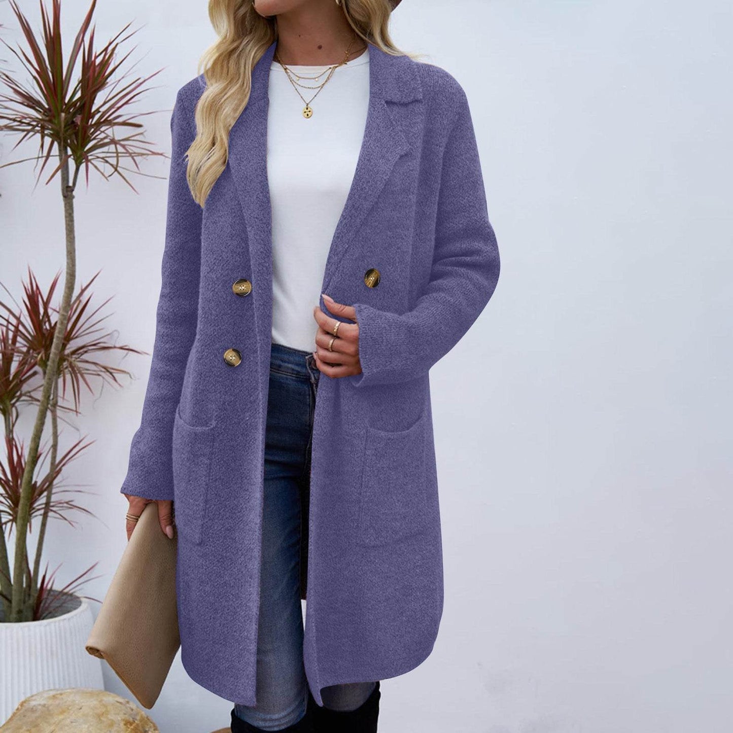 Buycenter Women's Mid-Length Woolen Coat Jacket - All-Match Fashionable Style - Buy Center