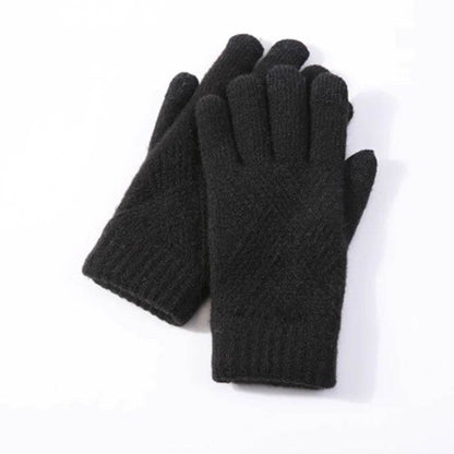Autumn & Winter Fleece-Lined Knitting Gloves - Double Layer Warmth - Buy Center