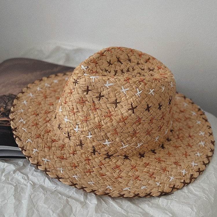 Retro Western Cowboy Straw Hat - Unisex Fashion Accessory for All Seasons - Buy Center