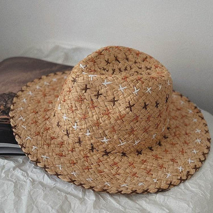 Retro Western Cowboy Straw Hat - Unisex Fashion Accessory for All Seasons - Buy Center