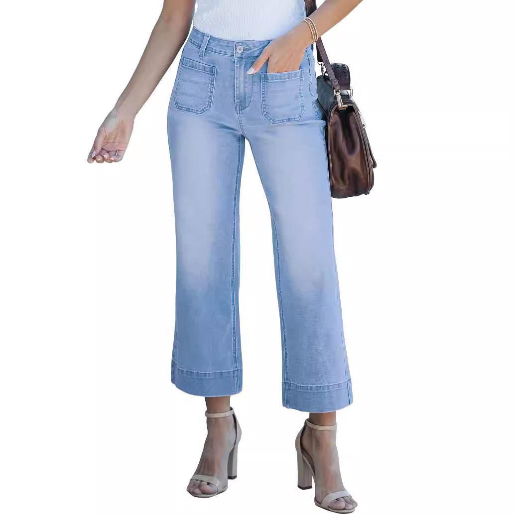 Stylish Cropped Wide Leg Straight-Leg Jeans for Women - 2025 Collection - Buy Center