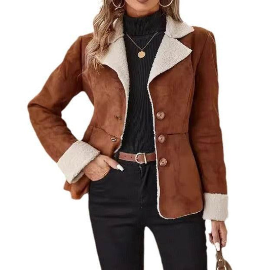 Casual Fashion Cold-Proof Jacket - Warm Fur & Stylish Lapel Design - Buy Center