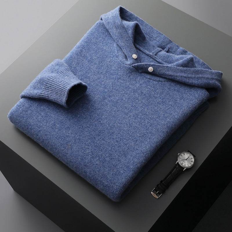 Buycenter Men's Casual Knitted Hoodie - Stylish Wool Hooded Sweater - Buy Center