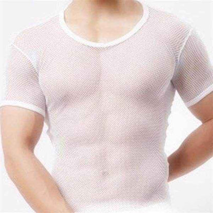 Men's Lightweight Mesh Tee - Slim Fit Round Neck, Stylish Design