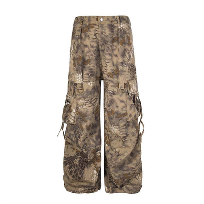 Loose Design Wide Leg Cargo Pants - Stylish Camouflage Mopping Trousers - Buy Center