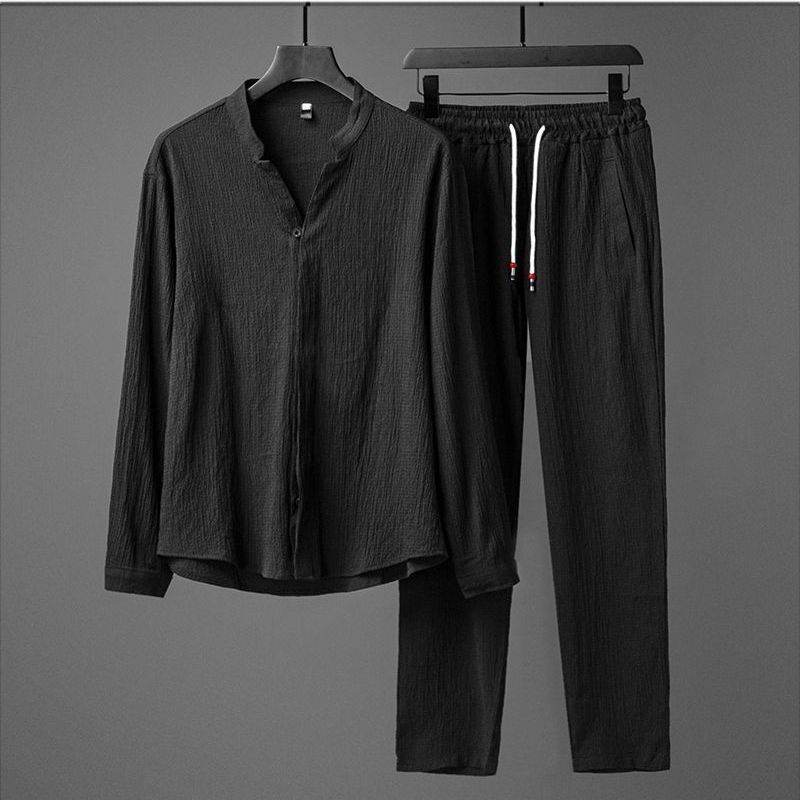 Buycenter Chinese Style Tang Suit - Plus Size Long Sleeve Two-Piece Set - Buy Center