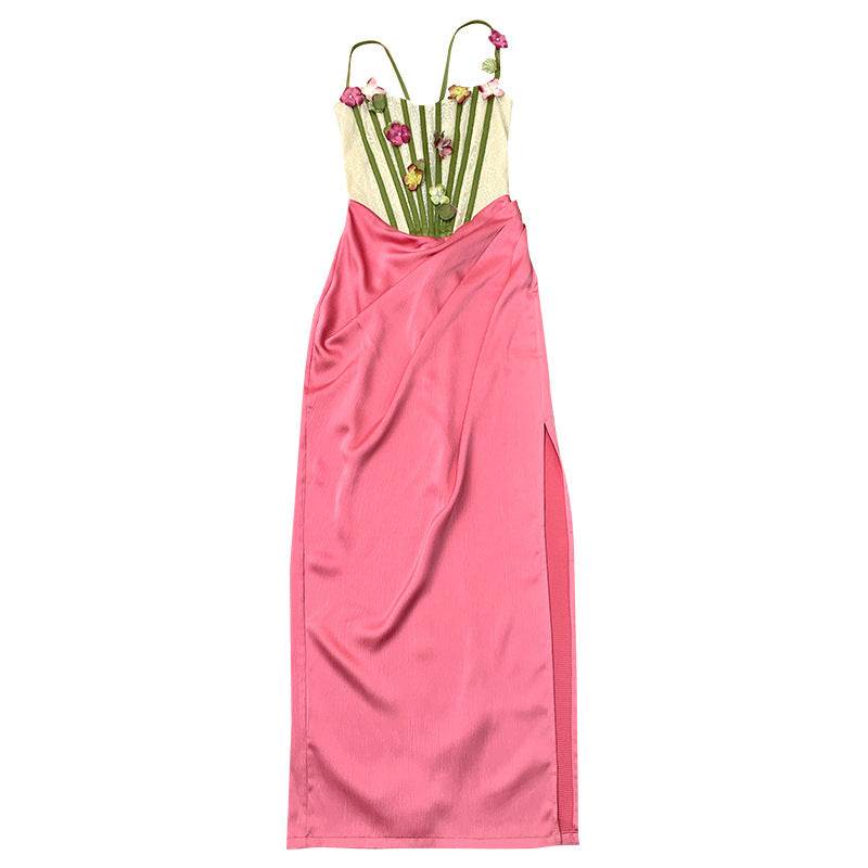 Buycenter Retro Floral Fishbone Bra Dress - Sleeveless Long Jumpsuit - Buy Center