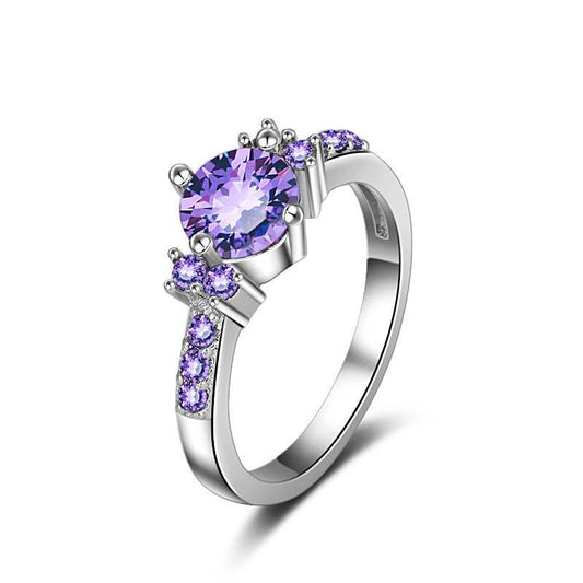 Women's Purple Gemstone Copper Ring - Elegant Korean Style Accessory - Buy Center