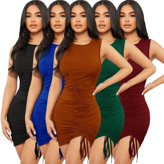 Buycenter Women's Solid Color Ruffle Dress - Stylish Sleeveless Jumpsuit - Buy Center