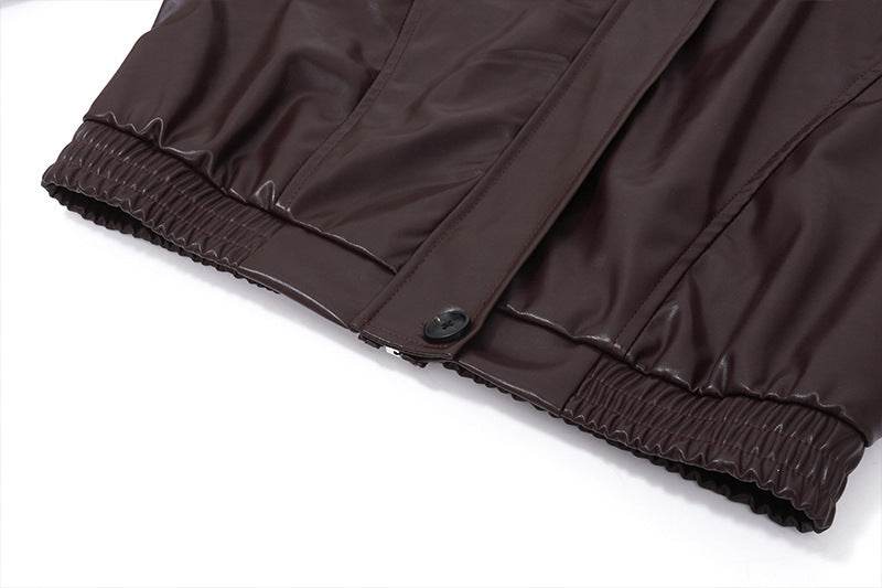 Elegant Retro PU Leather Jacket Coat - Casual Slim Fit for Women - Buy Center