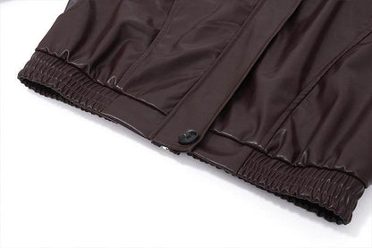 Elegant Retro PU Leather Jacket Coat - Casual Slim Fit for Women - Buy Center