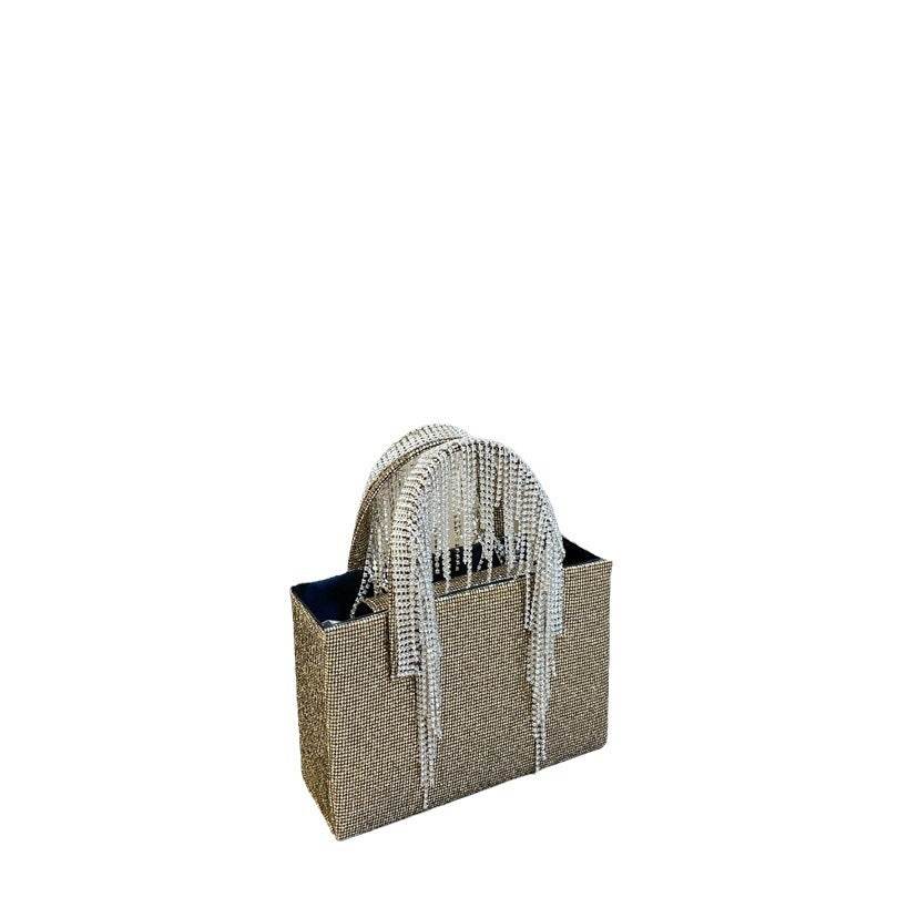 Portable Rhinestone Tassel Chain Square Bag - Trendy Evening Accessory - Buy Center
