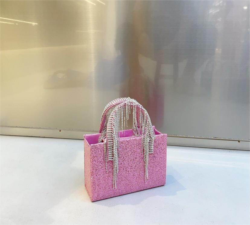 Portable Rhinestone Tassel Chain Square Bag - Trendy Evening Accessory - Buy Center