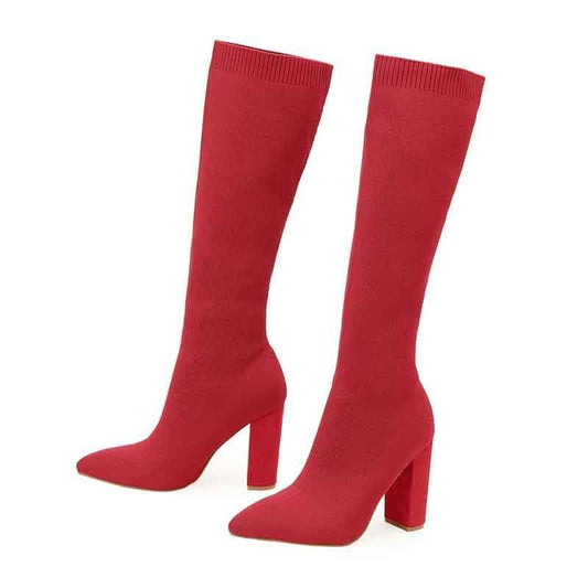 Buycenter Thigh High Heeled Boots for Women - Solid Color, Super High Heel - Buy Center