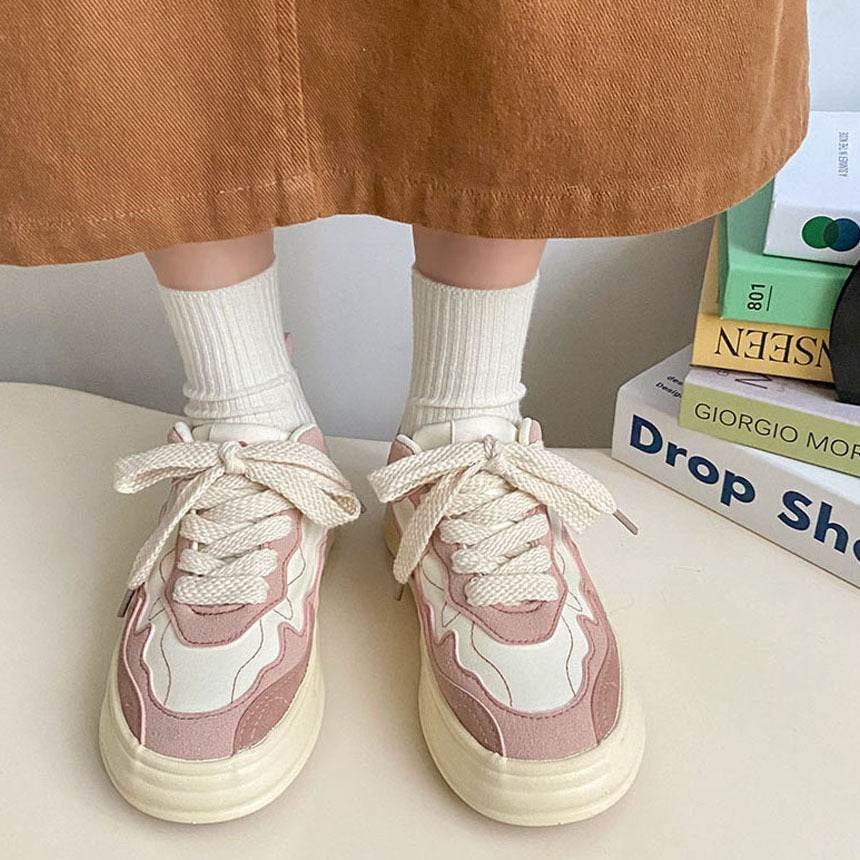 Girl’s Casual Platform Sneakers - Chic Mid-Top Vulcanize Shoes for All Seasons - Buy Center