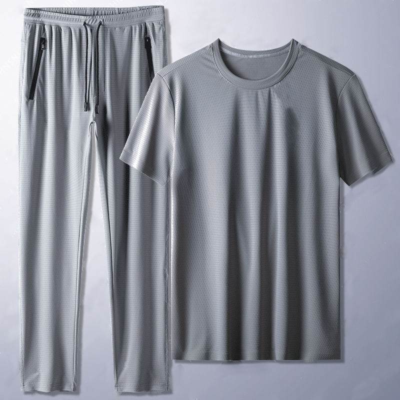 Ice Silk Short Sleeve Suit for Men - Stylish Leisurewear in Multiple Colors - Buy Center