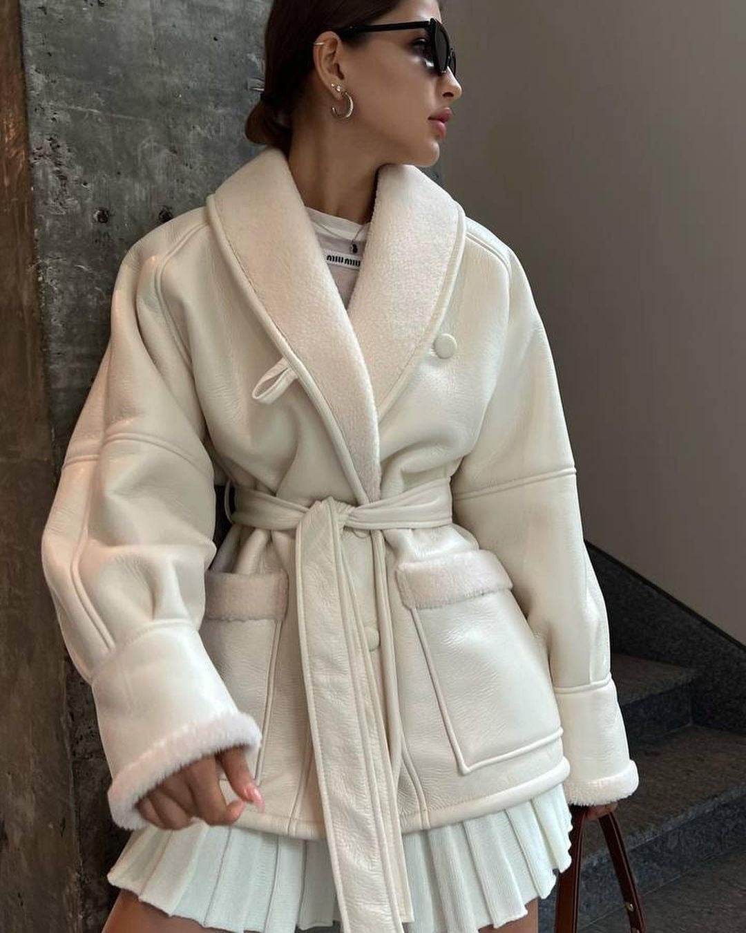 Korean Style Leather & Fur Coat - Trendy, Warm Long Sleeve Design - Buy Center