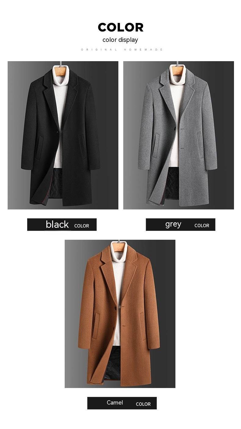 Winter Woolen Men's Slim Trench Coat - Thick Warm Casual Jacket 2025 - Buy Center