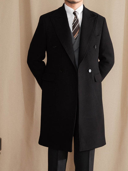 Men's Mid-Length Thermal Jacket - Double-Row Closure & Wool Blend Style - Buy Center