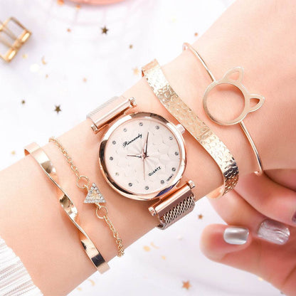 Women's Milan Mesh Strap Watch - Elegant with 4 Colorful Bracelets - Buy Center