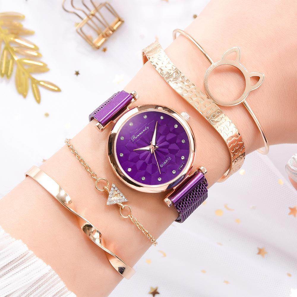 Women's Milan Mesh Strap Watch - Elegant with 4 Colorful Bracelets - Buy Center