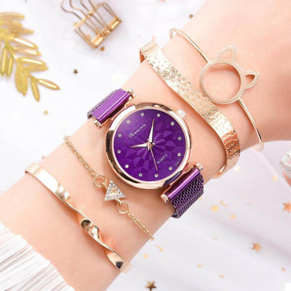 Women's Milan Mesh Strap Watch - Elegant with 4 Colorful Bracelets - Buy Center