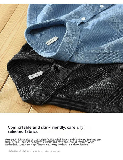 Trendy Color Matching Denim Shirt for Men - Casual Loose Fit, Long Sleeves - Buy Center