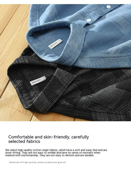 Trendy Color Matching Denim Shirt for Men - Casual Loose Fit, Long Sleeves - Buy Center