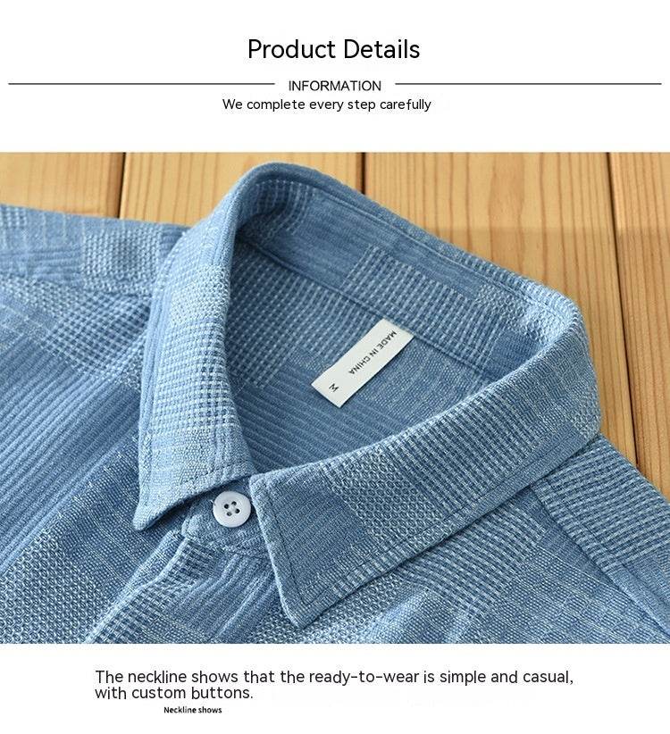 Trendy Color Matching Denim Shirt for Men - Casual Loose Fit, Long Sleeves - Buy Center