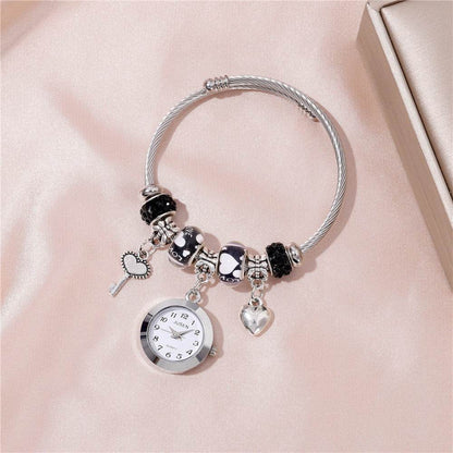 Women's Bangle Watch - Quartz Love Heart Pendant, Minimalist Design - Buy Center